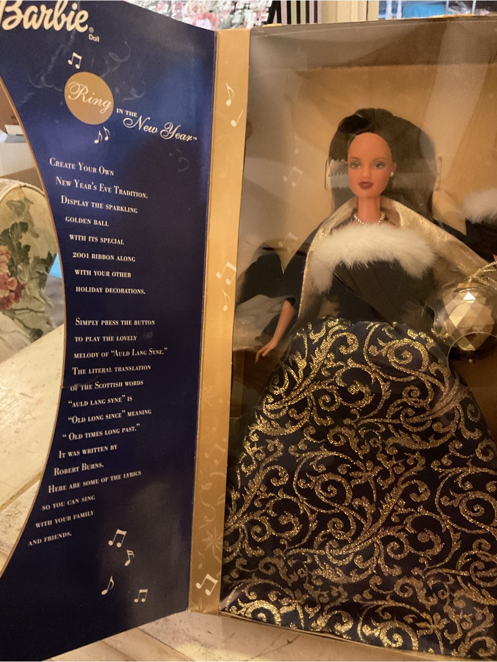New Barbie 'Ring in the New Year' Black & Gold Gown Doll Collectible